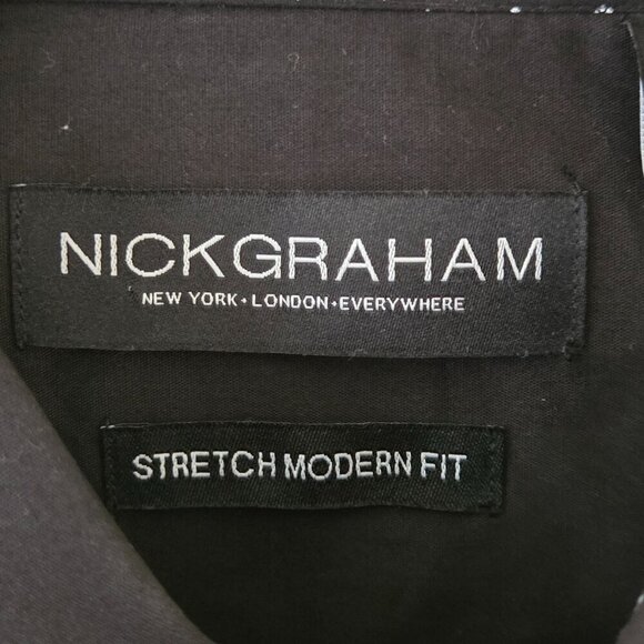 Nick Graham NWT Black Contrast Cuff Stretch Modern Fit Dress Shirt Size XL - Picture 5 of 6